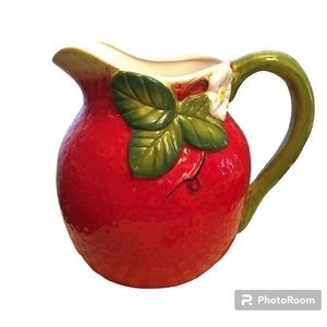 Sur la Table Strawberry & Lemon Pitcher Vintage, early 2000 NWT never used 8”